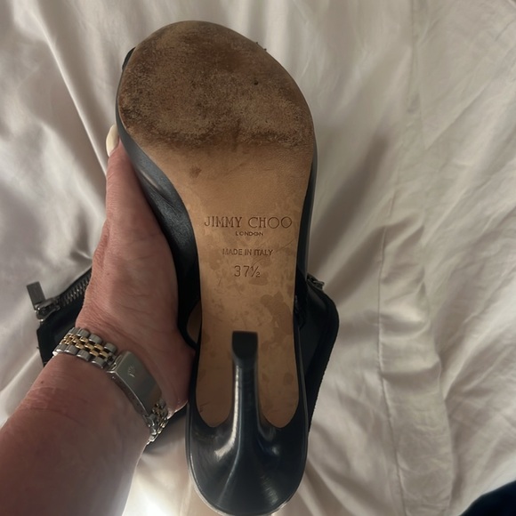 Jimmy Choo Peep Toe Heeled Booties EUC AUTHENTIC 37.5 - Picture 10 of 12